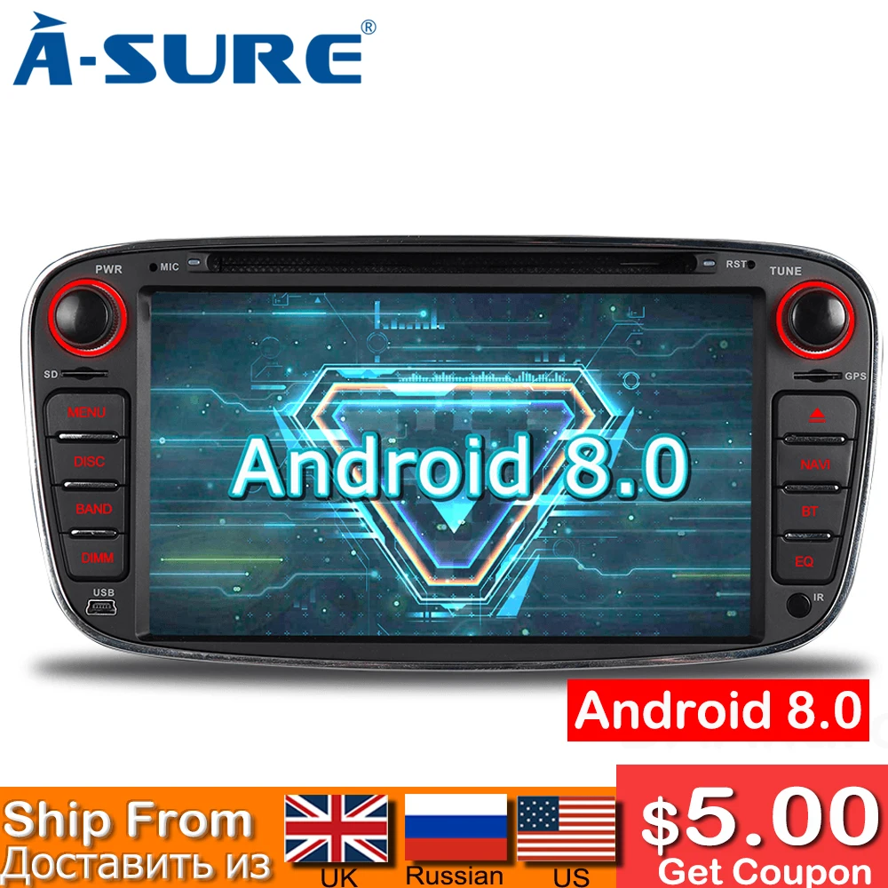 A Sure 2 Din Android 8.0 Radio DVD GPS For FORD/Focus/S ...