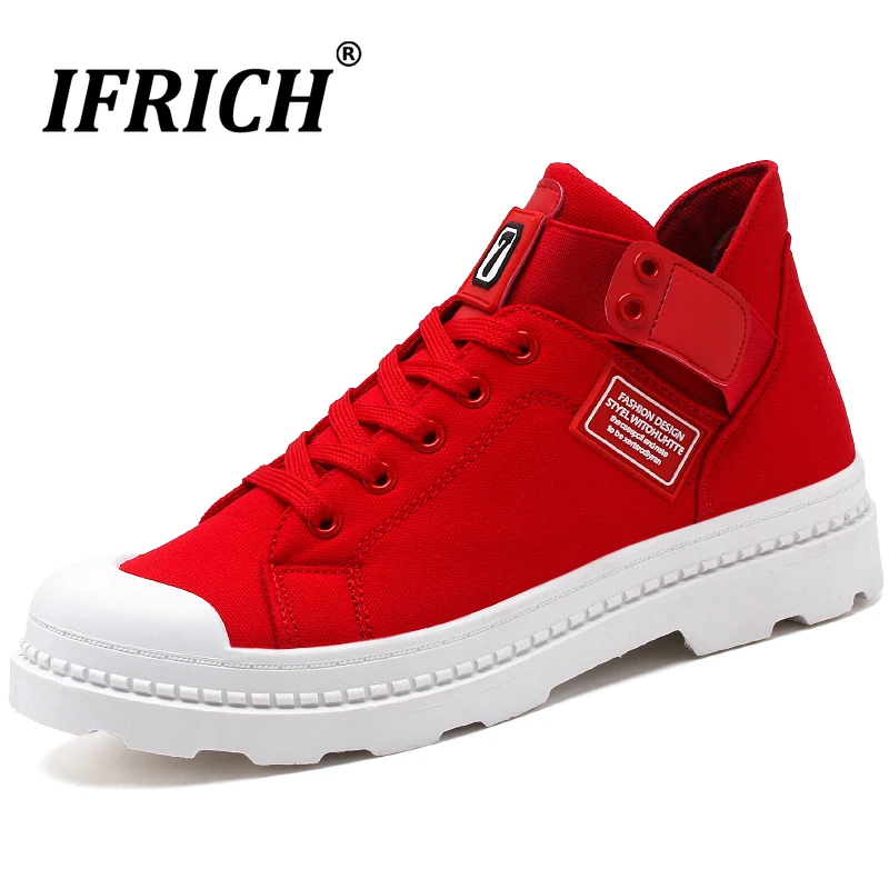 

New Style Men Fashion Casual Shoe Autumn High Top Canvas Shoes Man Anti Slip Flats Sneakers For Men Black Walking Canvas Shoes