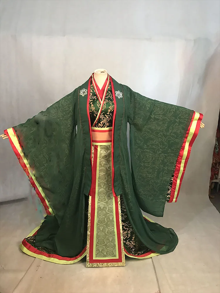 Костюм принцессы Sun Li Green костюм с хвостом тисненым ханьфу ТВ игра легендарный Mi Yue