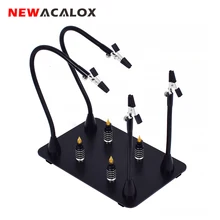 NEWACALOX Helping Hands Third Arm Soldering Station For PCB 4 Flexible Magnetic Arms with 360 Degree Alligator Clip Welding Tool NEWACALOX Helping Hands Third Arm Soldering Station For PCB 4 Flexible Magnetic Arms with 360 Degree Alligator Clip Welding Tool