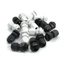 THGS 20 шт Водонепроницаемый Регулируемый PG7 3,5-6 мм кабельный ввод соединения черный белый