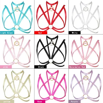 

Multi-color Harness Bra Top Cage Chest Belt Punk Harajuku Lingerie Plus Size Garter Sexy Suspender Stockings Women Festival Rave
