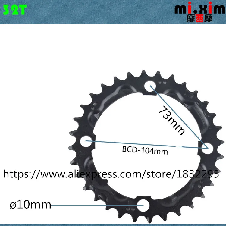 1 шт. BCD-64/104 мм велосипед MTB кольцо цепи велосипеда цепное кольцо для велосипеда кривошипно и цепное колесо 22 T/28 T/32 T/42 T/44 T Аксессуары для велосипеда - Цвет: 32T black