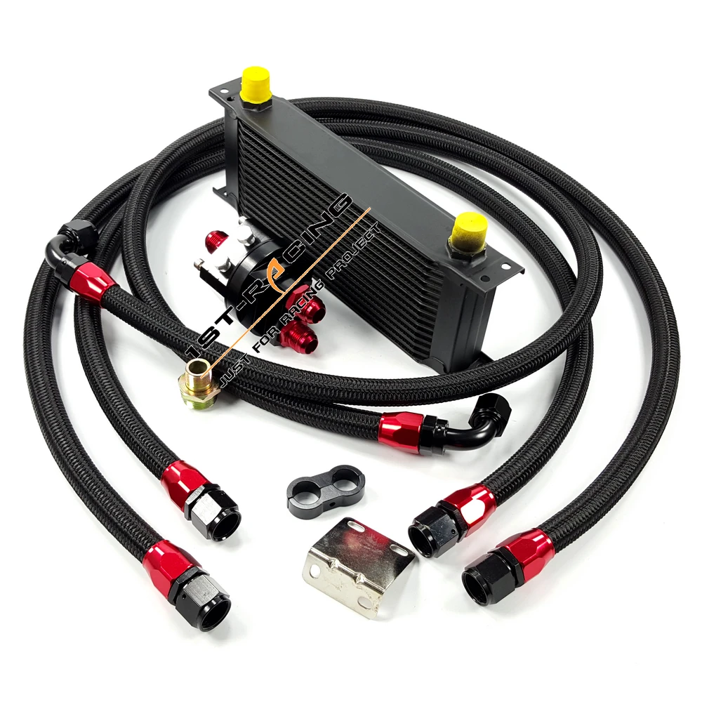 Universal 15 Row 10AN Aluminum Engine Transmission Oil Cooler BLACK FOR