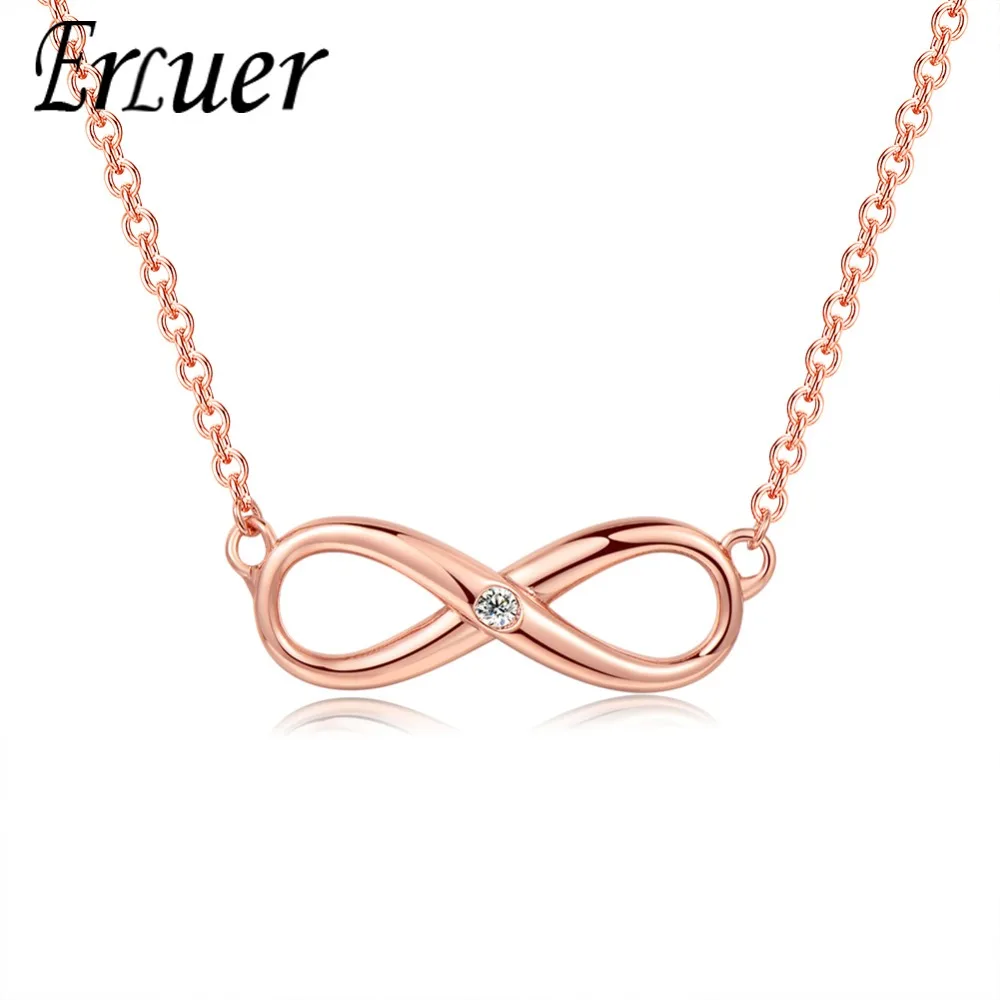 

ERLUER pendant necklace for women infinity 8 words Crystal jewelry Girl simple rose gold necklaces fasion jewellery accessories