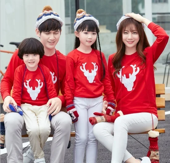 

Family Christmas Pajamas Family Matching Outfit Winter Cotton Long Sleeve Tops Father Mother Children Sweater Shirt