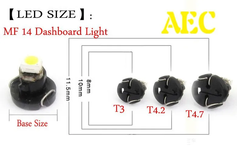 20X T3 T4.2 T4.7 1 SMD 1210 3528 Светодиодный 1SMD B8.5D салона Лампа накаливания на панель приборов светодиодный белый, красный, голубой, зеленый