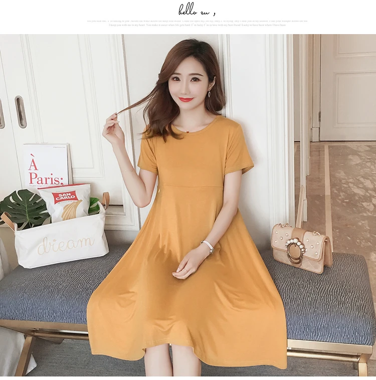 Платья для беременных Vestido летние новые корейские модные Модальные платья для беременных халат для кормящих женщин свободное кормящее платье