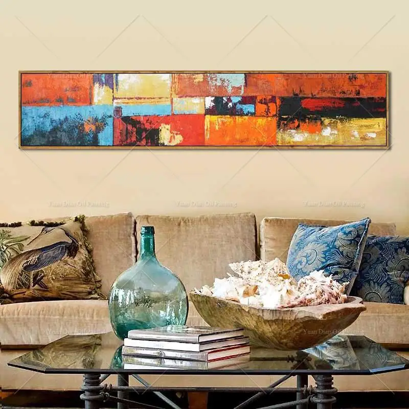 

Long Size Math Color Handpainted Abstract Landscape Oil Painting On Canvas Wall Art Wall Pictures For Living Room Home Decor