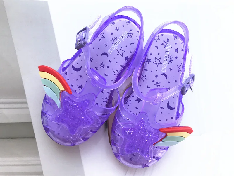 Mini Melissa Ultragirl Единорог новые оригинальные прозрачные сандалии для девочек детские сандалии детская пляжная обувь для малышей 14-18 см