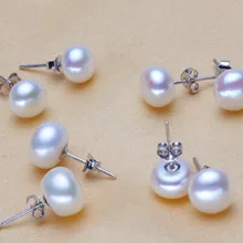 Белый натуральный Серьги с жемчугом культивированный Серьги Свадебные Серьги пресной воды Модные украшения для Шарм Для женщин
