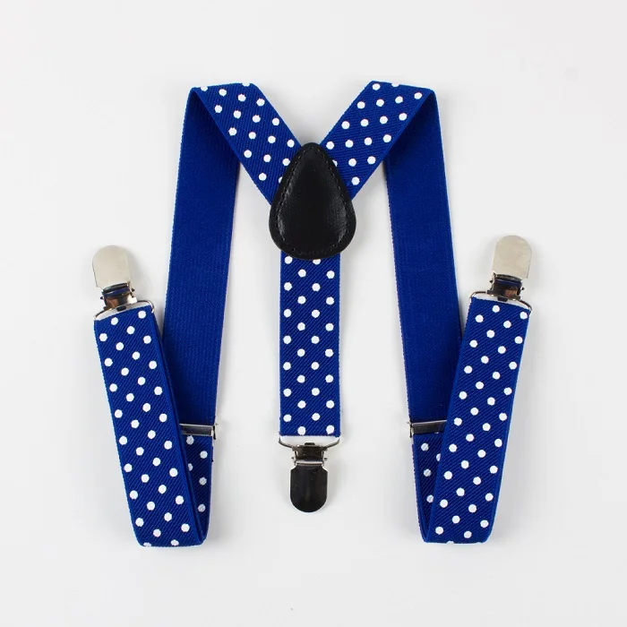 blue Детские костюмы, 1 шт. в горошек, подтяжки, 3 зажима, регулируемые рубашки, Детские подтяжки для маленьких мальчиков, подтяжки с ремнем - Цвет: blue