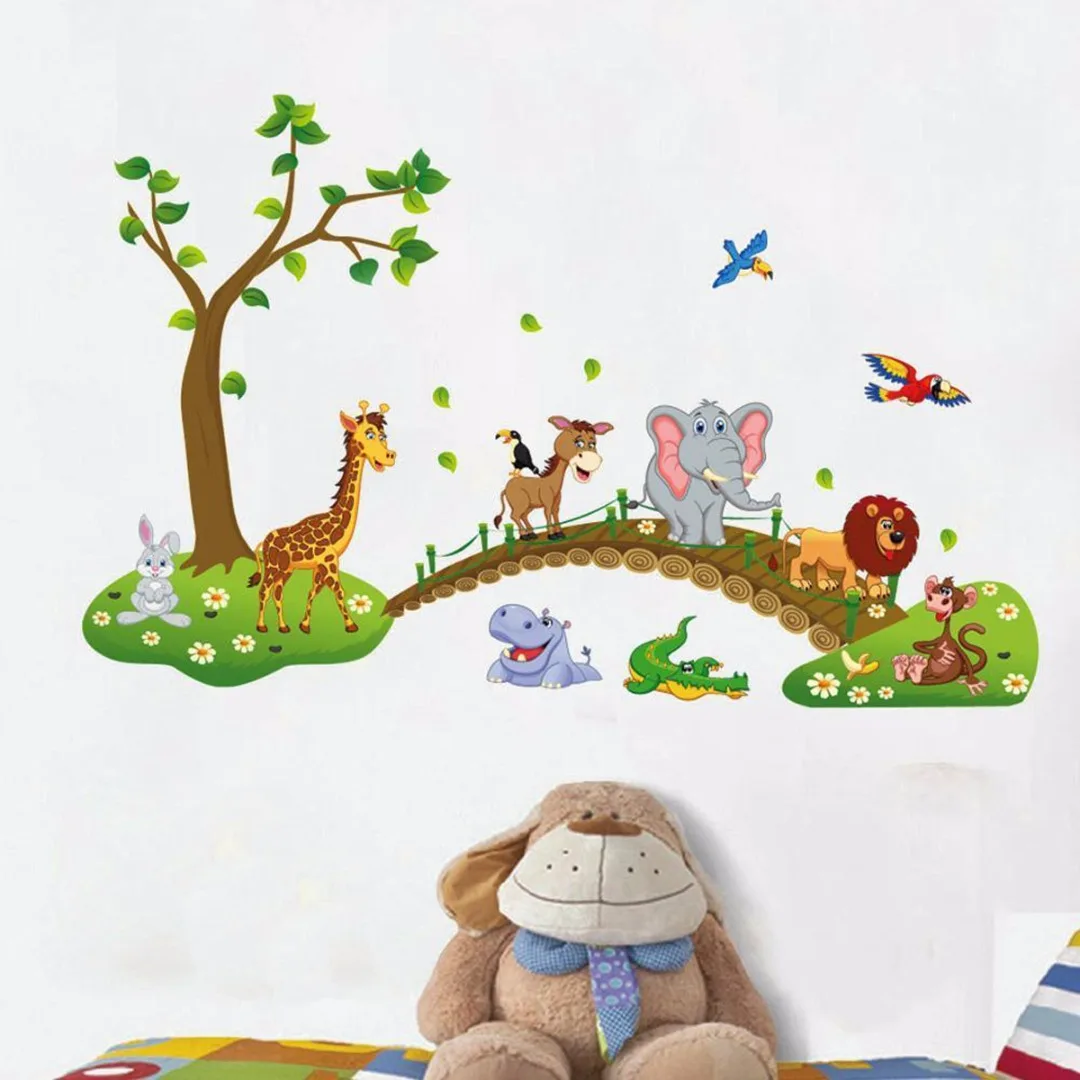 2018 Newest DIY  Cute Cartoon Animals Removable Wall Decal Stickers Baby Nursery Kids Room Decor