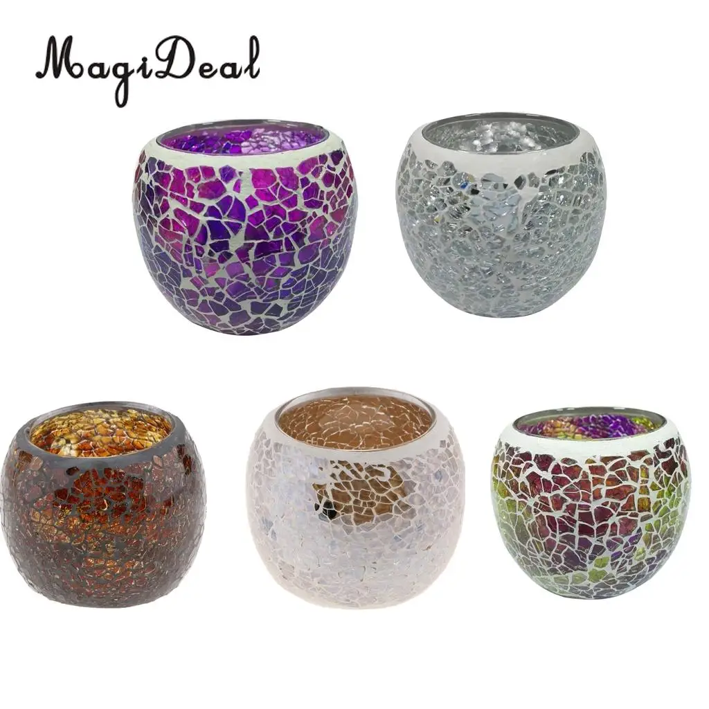 Mosaic Glass Candle Holder Votive Tealight Holder Bowl Wedding Decorative Lighting Accessories Festive Light Holder 5-set