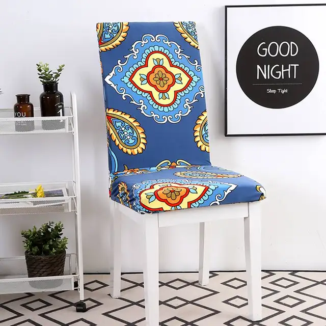 GLLLT Blue Bohemian style stretch chair covers for home decoration 100