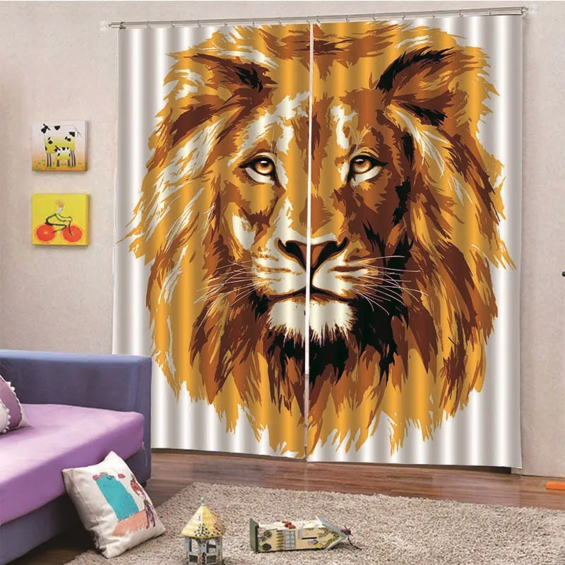 

3D Digital Print Customized Lion Curtain High-End Decorative Blackout Living Room Printed Drapes Balcony Window M13