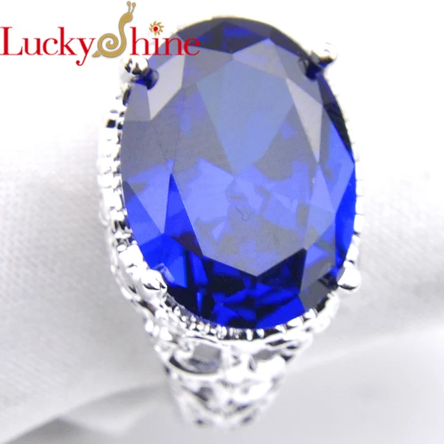 348 30 De Réductionluckyshine Promotion Bijoux Unique Bleu Cristal Argent Plaqué Anneaux De Mariage Russie Usa Vacances Cadeau Anneaux