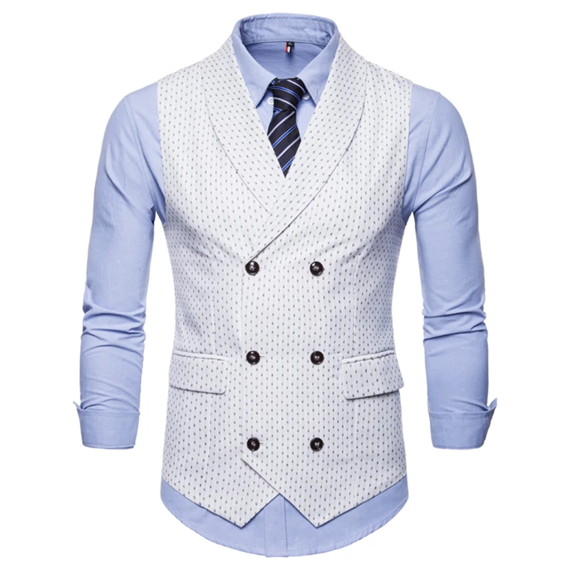 Жилет мужской костюм жилет осень весна Новое поступление мужской высококачественный повседневный деловой жилет - Цвет: Белый