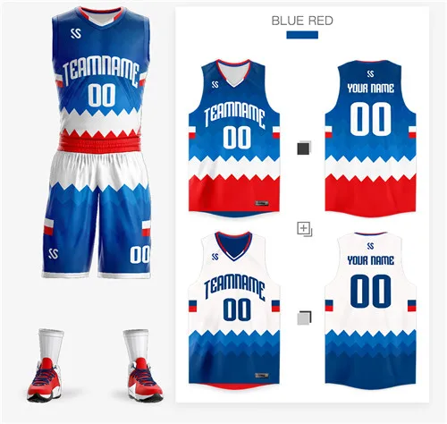 Двусторонний Мужской Молодежный баскетбольный костюм, рубашка с принтом, спортивная одежда, командная игра, набор на заказ, баскетбольная Джерси, одежда, форма - Цвет: Синий