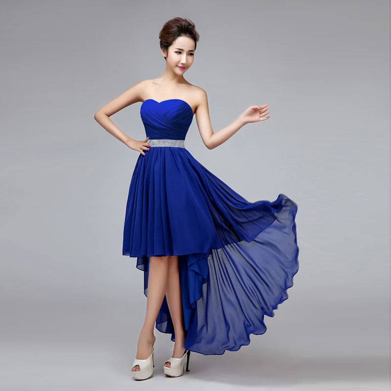 high low royal blue bridesmaid dresses
