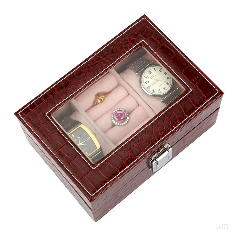 

Leather/Carbon Fiber Luxury Watch Box Jewelry Storage Box Organizer for Rings Bracelet Display Holder Case D