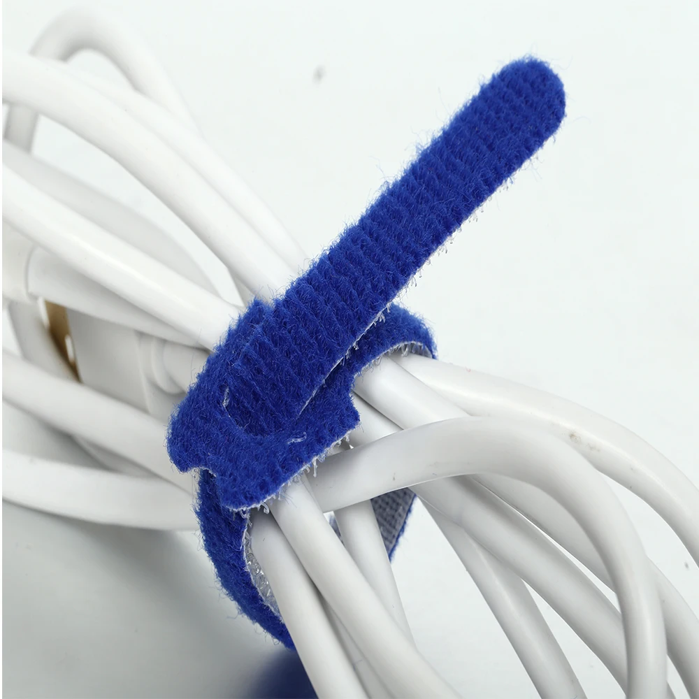 40pcs 9/" Blue Hook and Loop Self-Attaching Reusable Cable Tie Fastening Tape