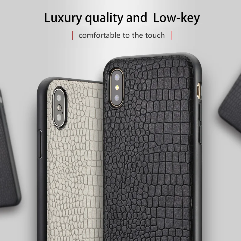 Роскошный чехол для телефона из натуральной кожи iPhone X задняя крышка с текстурой