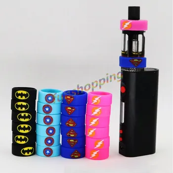 

100pcs/lot newest decorative ring silicon band vape ring with super man Batman Captain America Wholesale