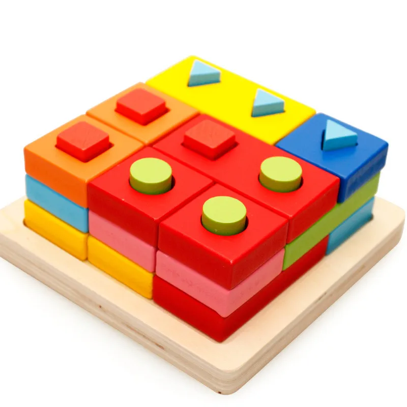 

Wooden Geometrical Shape Matching Blocks Toys Kids Baby Color Wood Assembled Building Blocks Toy Children Gifts Educational
