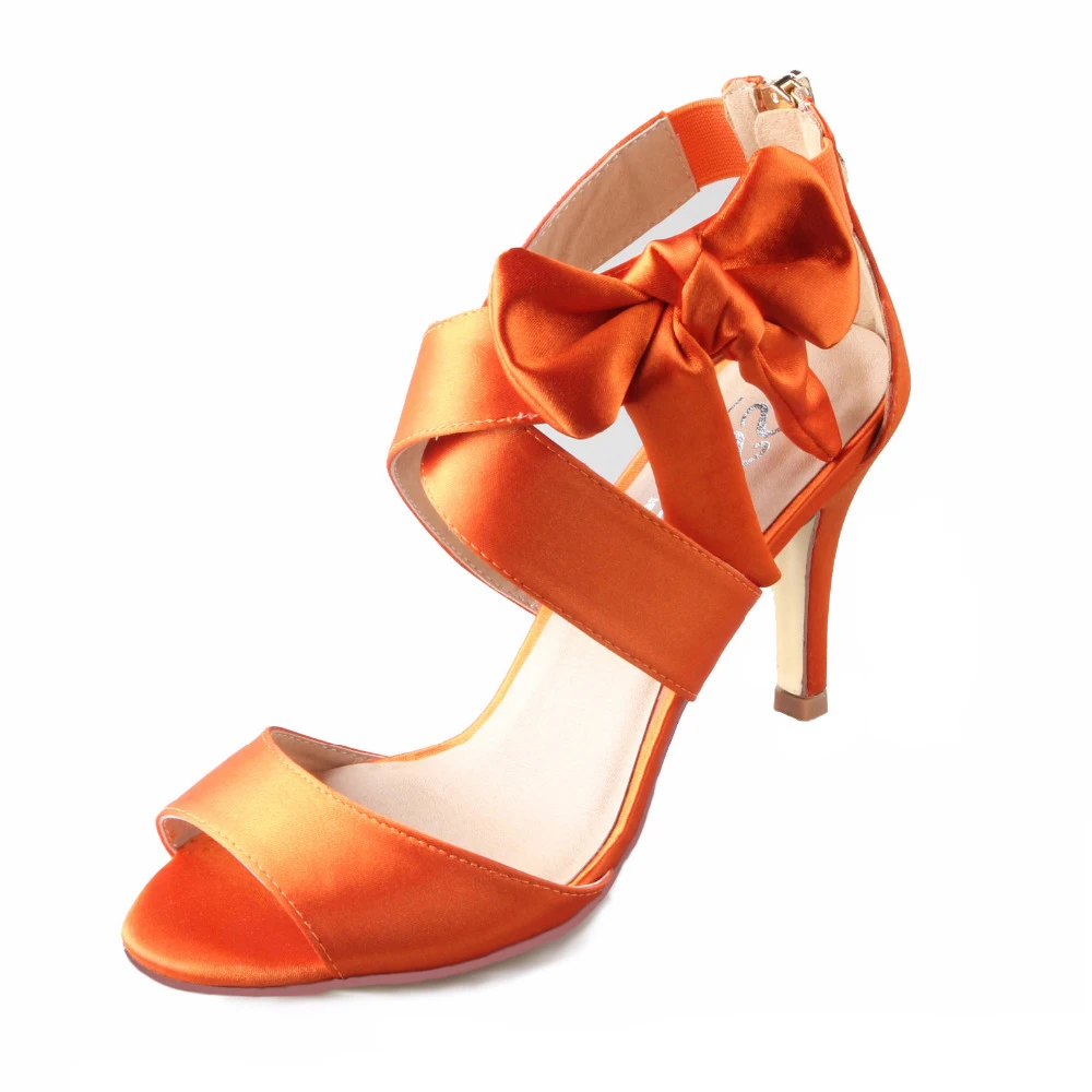 Creativesugar Sandalias cruzadas con tiras exterior, zapatos de vestir para novia, color naranja quemado, para fiesta de verano, graduación, tacones de 8cm, con cremallera|bow sandals|cross strapsandals bow -