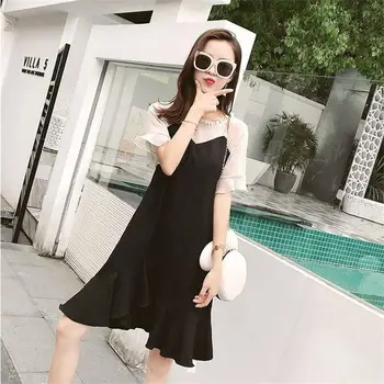 

2019 New Summer Fashion Pregnant Women Chiffon Patchwork Dress Maternity Clothes Dress Vestidos Pregnancy Dress Photography L318