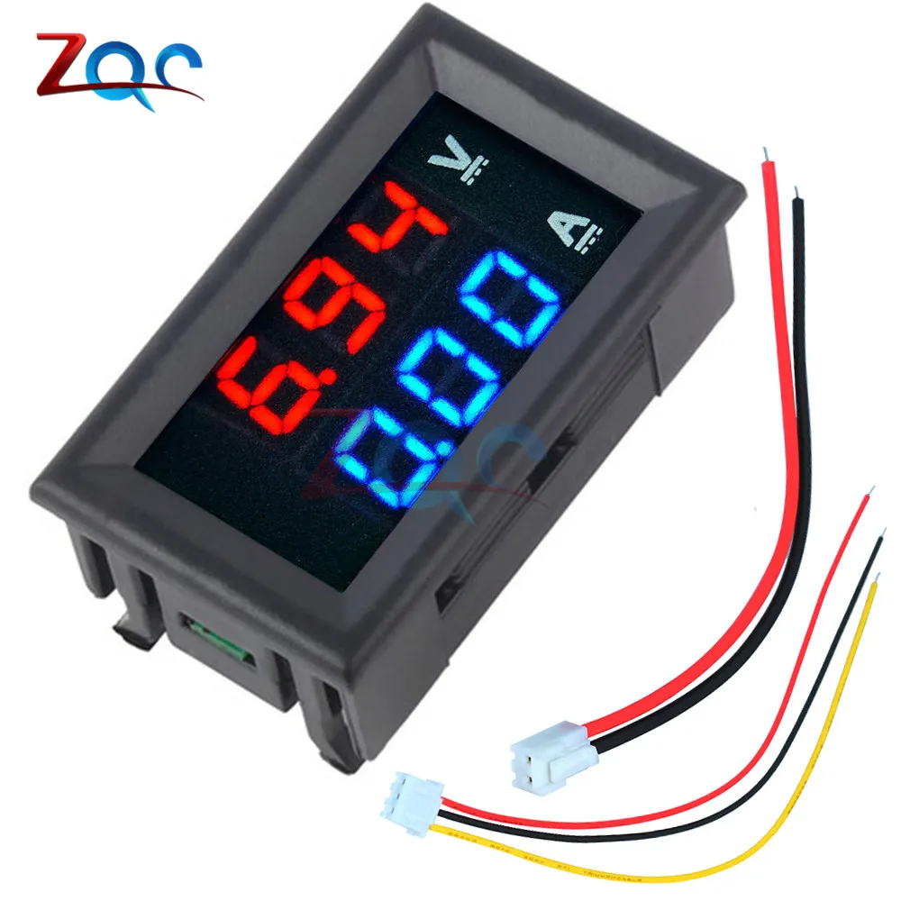 10 Pezzi Voltmetro Amperometro Digitale DC 0-100V 10A, Display Duale 0,28'' Rosso/blu, Per Auto E Batterie