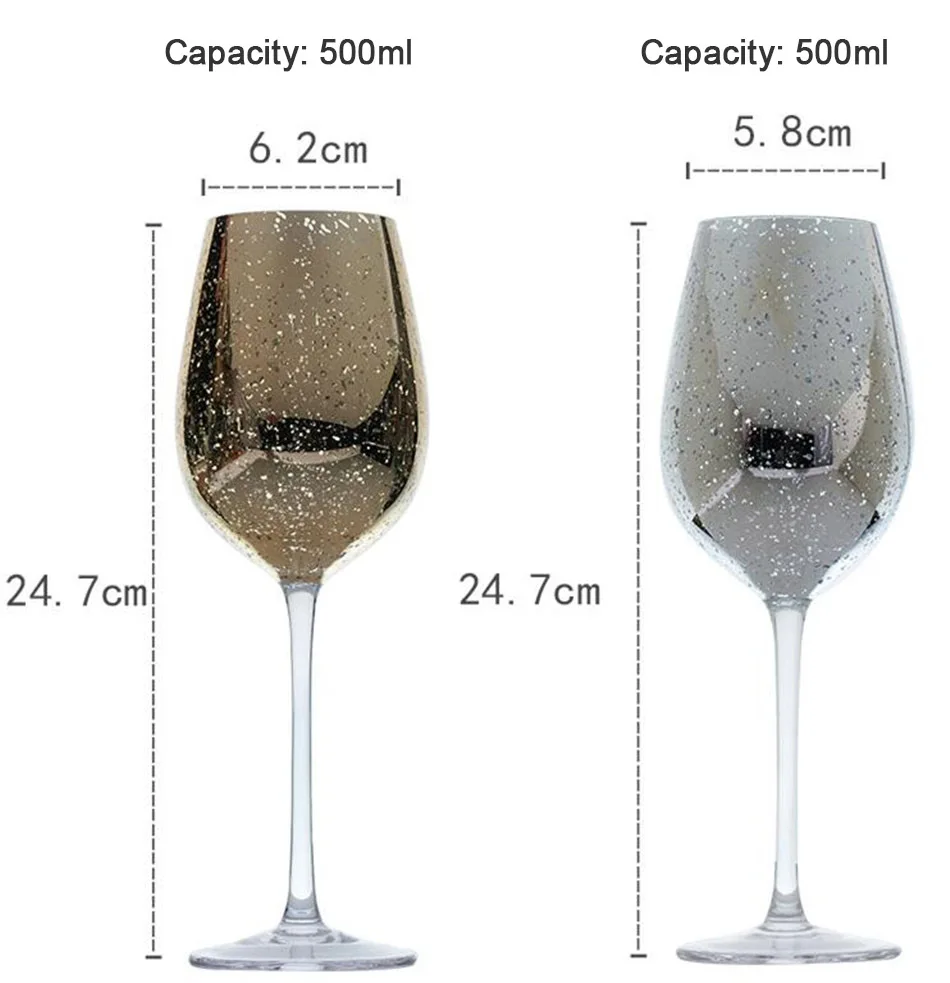Роскошные Хрустальные стеклянные бокалы, бокалы для вина, сока, шампанского, бокалы с золотым порошком, вечерние стаканы для бара, ужин, Золотой Серебряный стаканчик, 500 мл