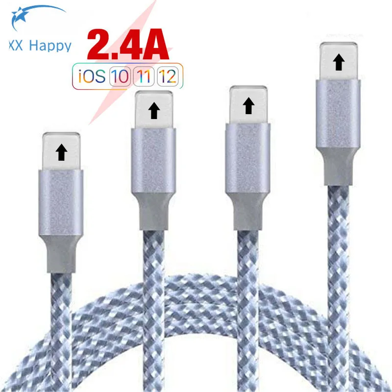 

XX Happy 5V 2.4A USB Cable For IphoneX 8 7 6 Plus 6S 5S 5C SE Fast Charging Data
