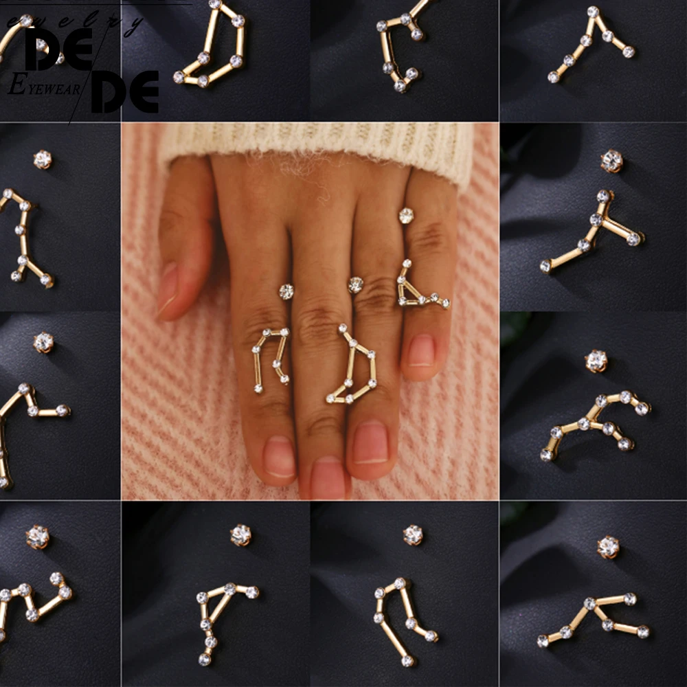 

2019 New Constellation Ear Crawler Earrings Minimal Crystal Zirconia Zodiac Star Stud Earrings Women Jewelry Gifts