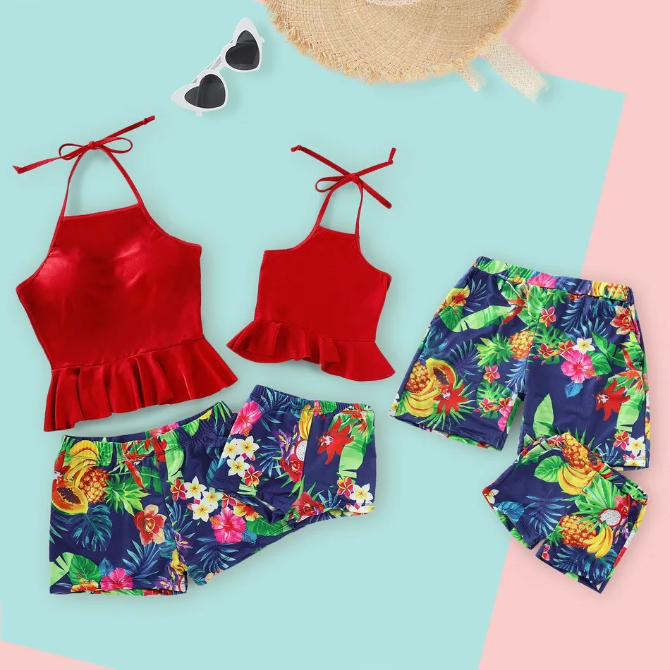 matching bikini and swim trunks shein
