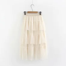 Женская длинная Плиссированная юбка с эластичной резинкой на талии, большие размеры, весенне-летняя повседневная женская юбка из вуали