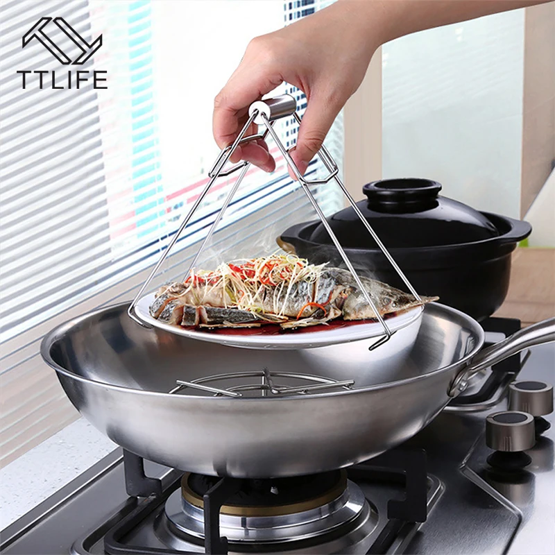 

TTLIFE Stainless Steel Hot Bowel Clip Pot Foldable Dish Plate Clip Tong for Cooking Clip Foldable Tong Kitchen Clamp Gripper
