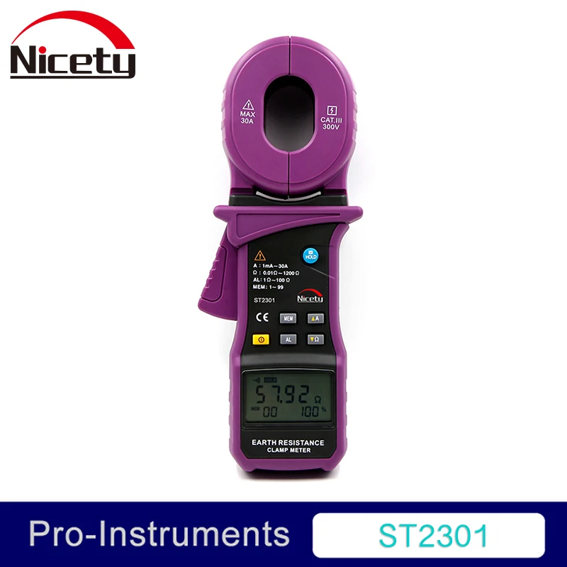 

Portable 0.01Ohm High Accuracy Digital Advanced Earth Ground Resistance Clamp Meter ST2301