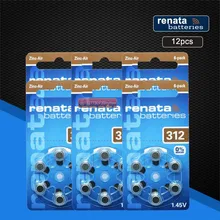 12pcs/pack 2 Renata Baterias Zinc Air Tamanho 312 P312 PR41 Bateria para Aparelhos Auditivos