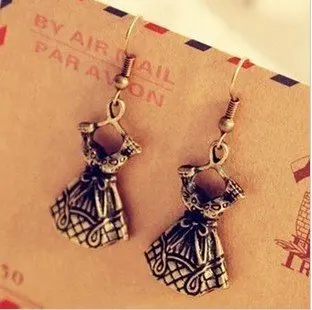 

Fashion Hot Selling New Style Vintage Antique Brass Dress Bohemian wedding dresses Pendant earrings E42