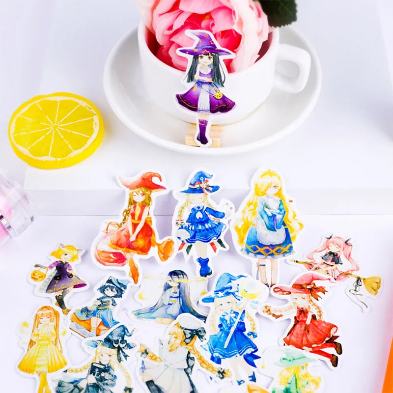 

Watercolor hand-painted magic small loli stickers DIY scrapbooking astrology girl album journal happy planner crafts decorative