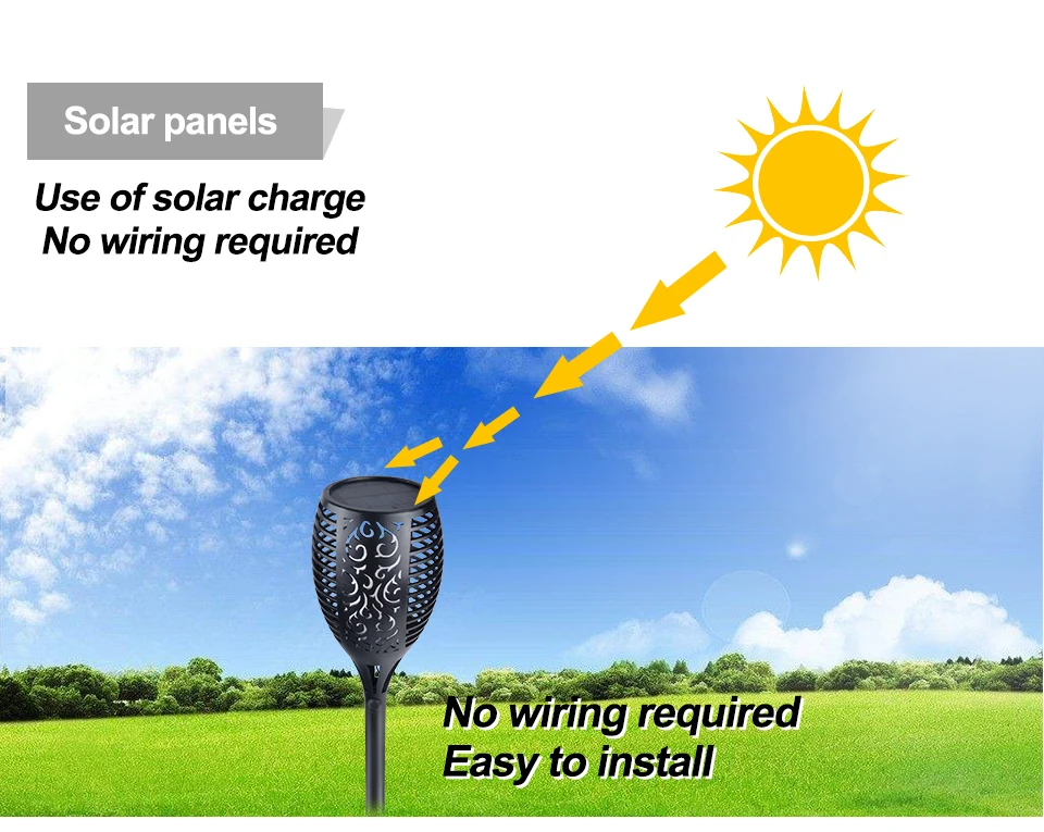 New Solar Flame led Flame Light fire effect Lawn Lamps Torch Light Realistic Flicker IP65 Outdoor Garden Decor night lighting (4)