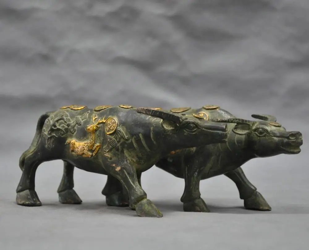 

SS 8'' China Fengshui Bronze cattle copper Lucky Statue