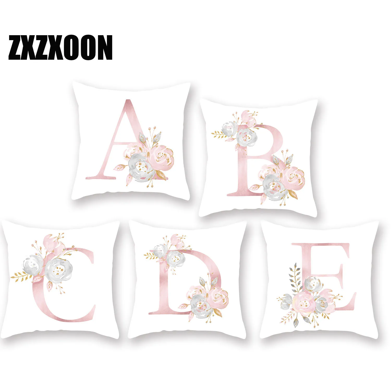 Polyester English Alphabet Kid Room Decoration Throw Pillows Case Cushion Cover for Sofa Home