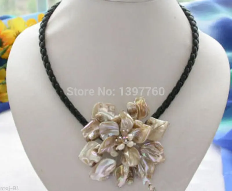 Miss charm Jew.150 Fashion Jewelry Mother Of Pearl Shell Flower Pendant Necklace 18&quot | Украшения и аксессуары