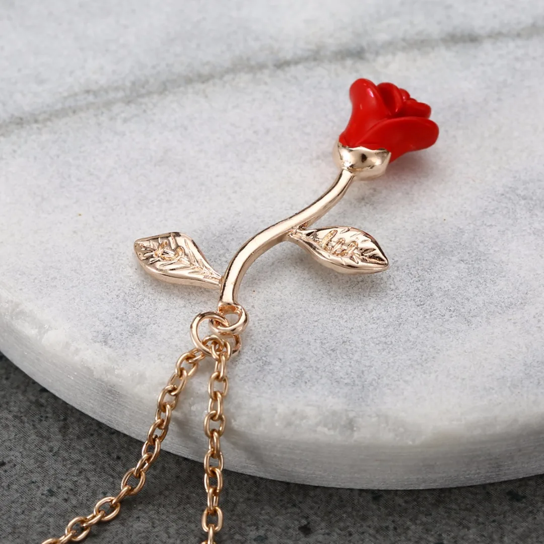 Red Rose Flower Statement Necklace Shellhard Bijoux Femme Collier Necklaces Pendant Trendy Women Jewelry Gift