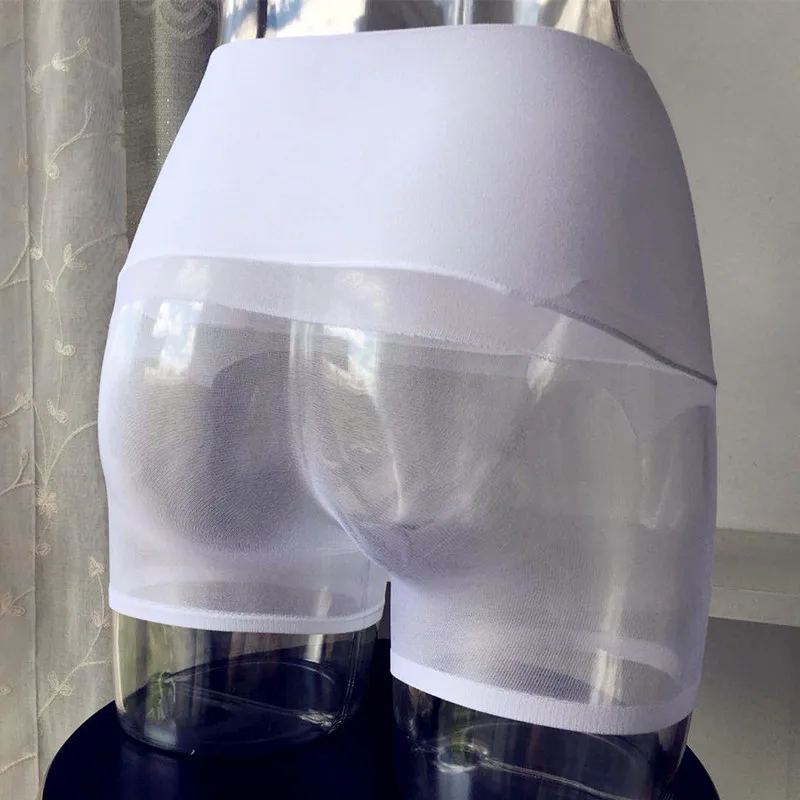 Сексуальное мужское нейлоновое глянцевое блестящее прозрачное Прозрачное нижнее белье боксеры с чехлом для пениса