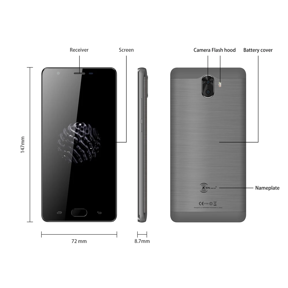 Kenxinda S6 смартфон 5 0 "2G + 16G 4 ядра 13 8 МП Двойная камера 4G Andriod7.0 720*1280 пикселей 3500 мАч