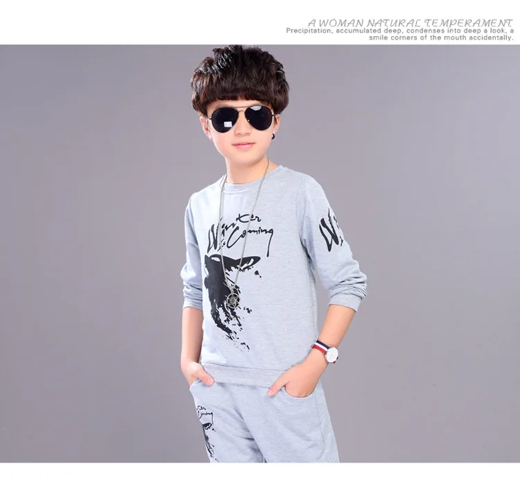 4-14 y children boys clothes kids boy set wolf print long sleeve sport sets for boys spring autumn clothing On Sales (8)
